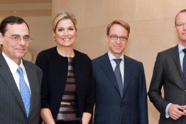The Special Advocate in Basel with Jaime Caruana, director of the Bank for International Settlements, on her left, and on the right, Jens Weidmann, head of the German central bank, and Dutch central banker Klaas Knot.