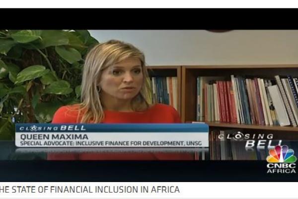 he Special Advocate spoke about financial inclusion in Africa with CNBC Africa during the World Bank's 2015 spring meetings. The interview, which aired on 21 April 2015, looked at the importance of financial inclusion as what the UNSGSA called "an agent of change" for poverty alleviation; the leading role sub-Saharan countries are playing in the rise of mobile money; and the role of governments and the private sector in expanding financial inclusion across the continent.  Closing Bell: The State of Financia