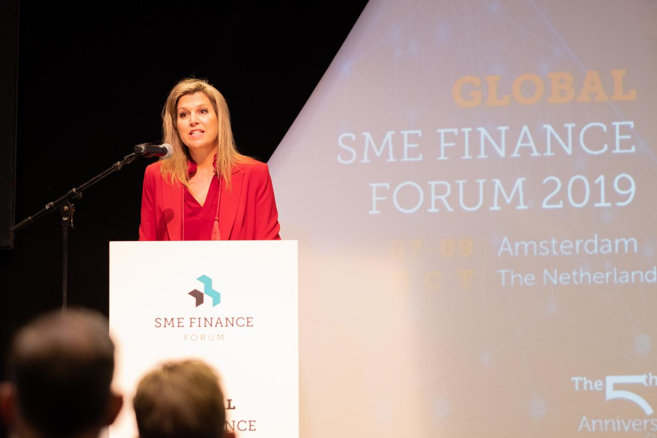 The UNSGSA speaking at the 5th Global SME Finance Forum. Credit: SME Finance Forum